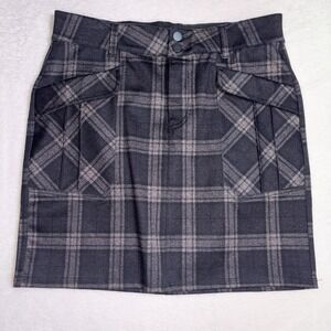 Democracy Ab Solution Ponte Plaid Skirt Womens Size 8 Front Pocket